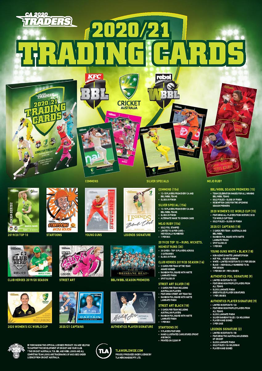 2020/21 TLA CA Traders Cricket Trading Cards
