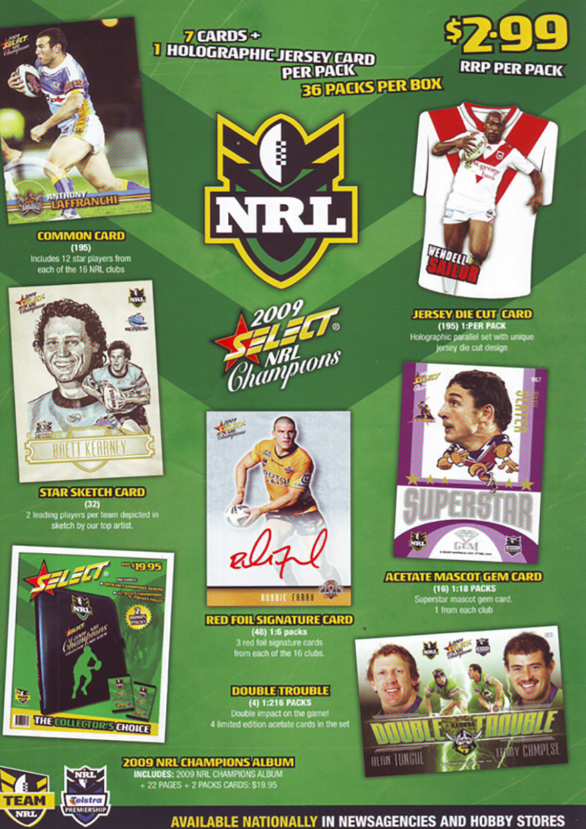 2009 NRL Champions Trading Cards