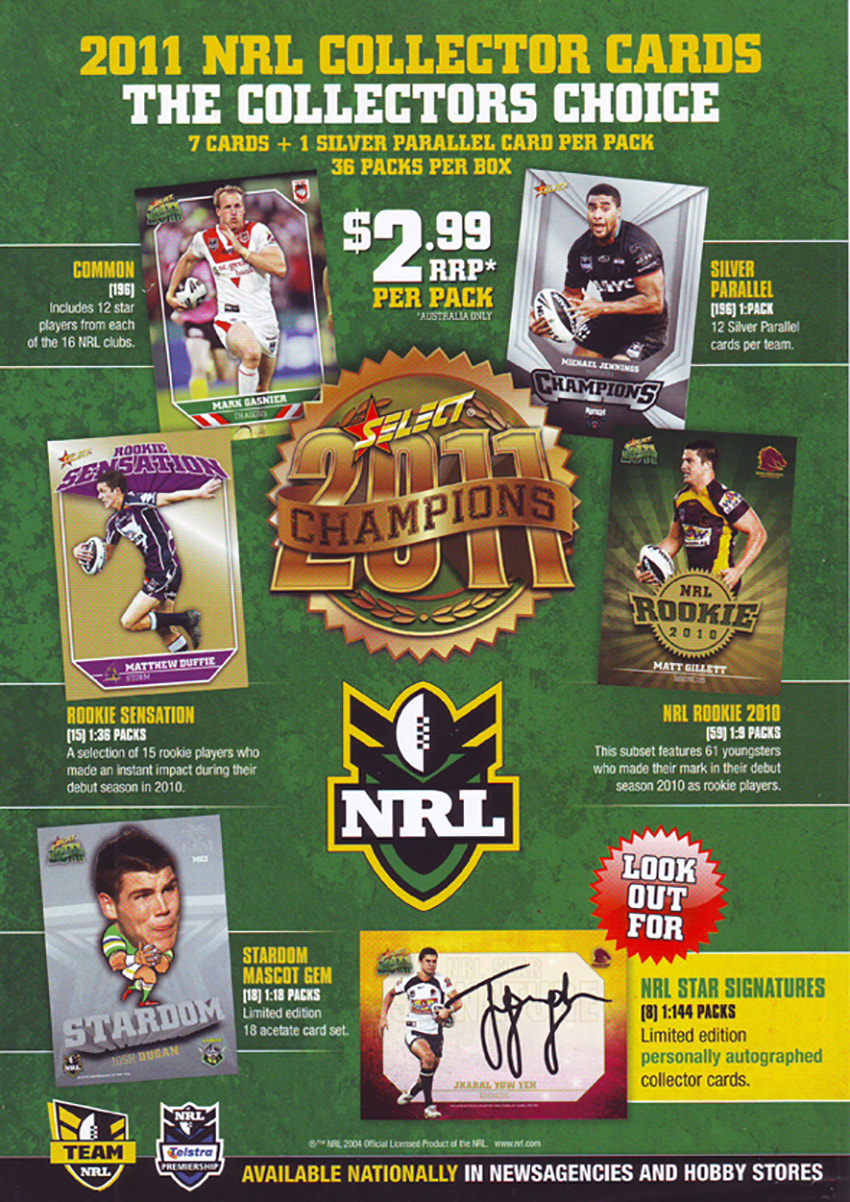 2011 Select NRL Champions Trading Cards
