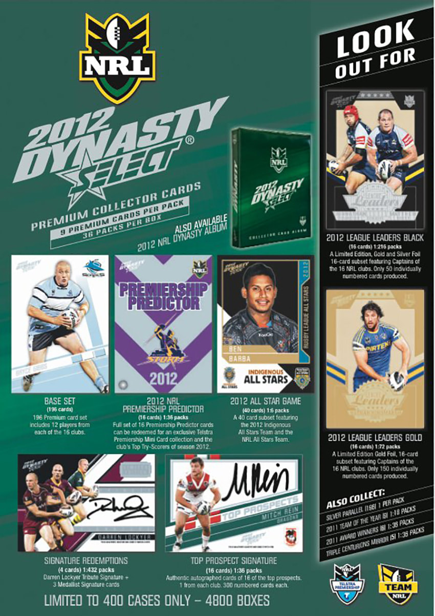2012 NRL Dynasty Trading Cards
