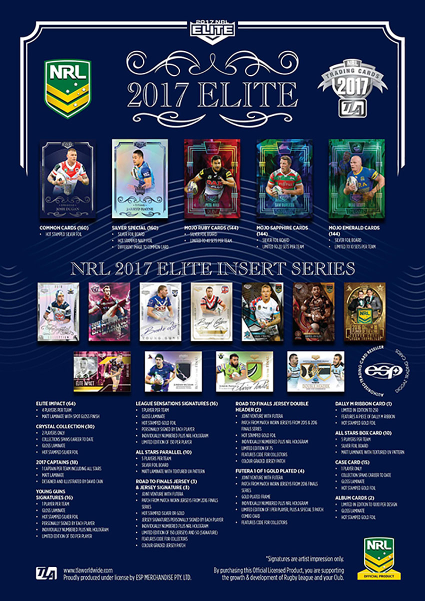 2017 TLA NRL Elite trading cards