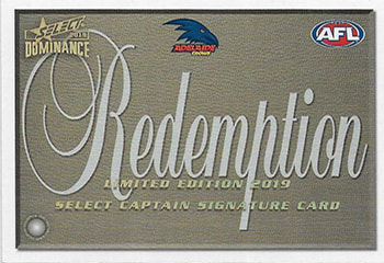 2019 Select AFL Dominance Captains Signature Redemption card