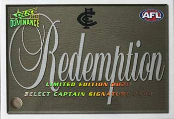 2020 AFL Dominance Captain Signature Redemption cards CSR10 Patrick Cripps