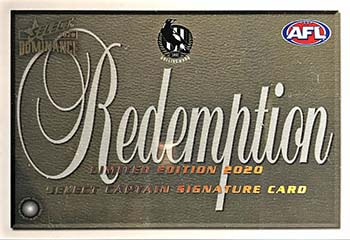2020 AFL Dominance Captain Signature Redemption cards CSR11 Scott Pendlebury