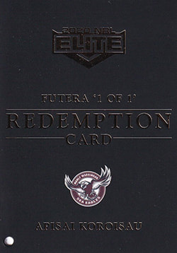 2020 NRL Elite Futera 1 of 1 Redemption Card