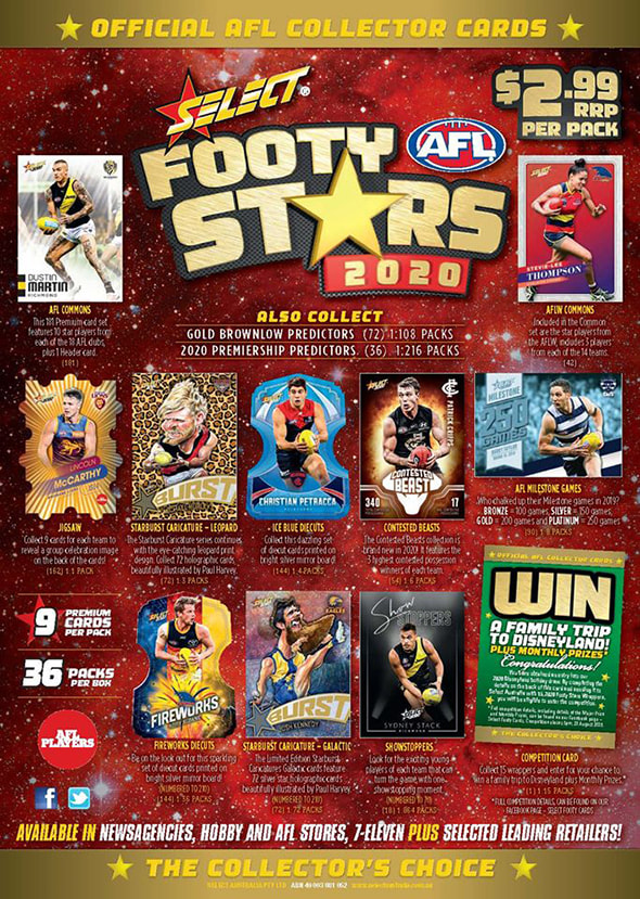 2020 Select Footy Stars Contested Beast 3 Card Set ADELAIDE 