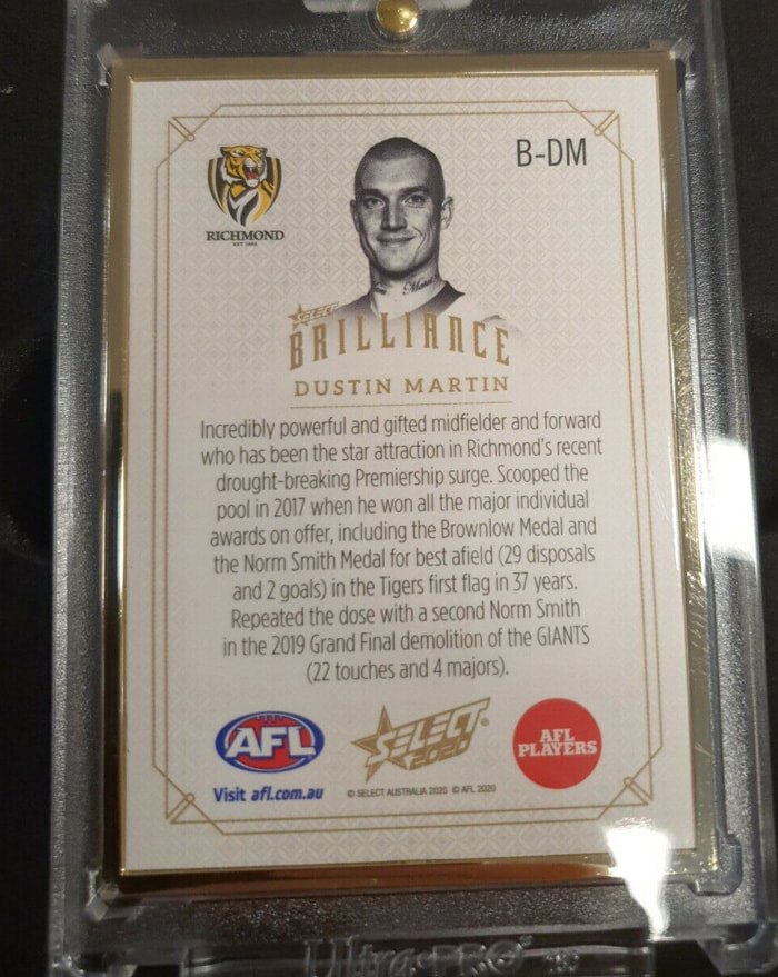 2020 Select AFL Brilliance back of player card