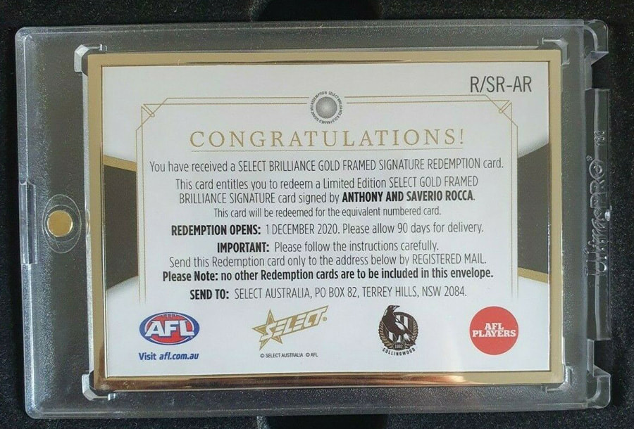 2020 Brilliance dual signature back of redemption card